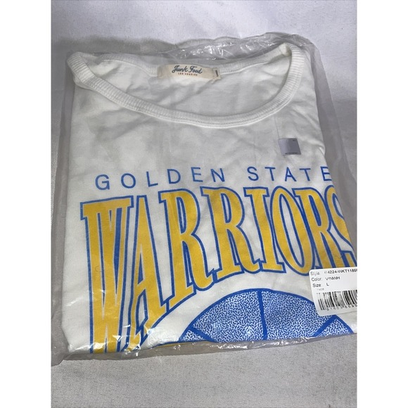 Golden State Warriors Junk Food NBA White 1946 T-Shirt Women's LARGE NWT - Picture 3 of 8